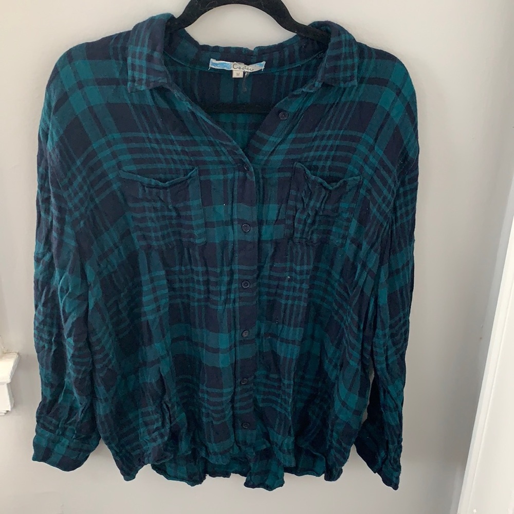 Blue and Teal Flannel Sized Medium